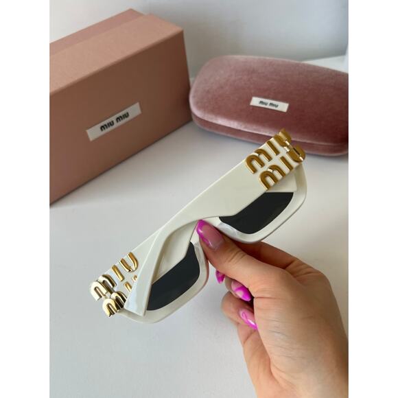 NEW Miu Miu MU09WS White Cat Eye Sunglasses main image 4